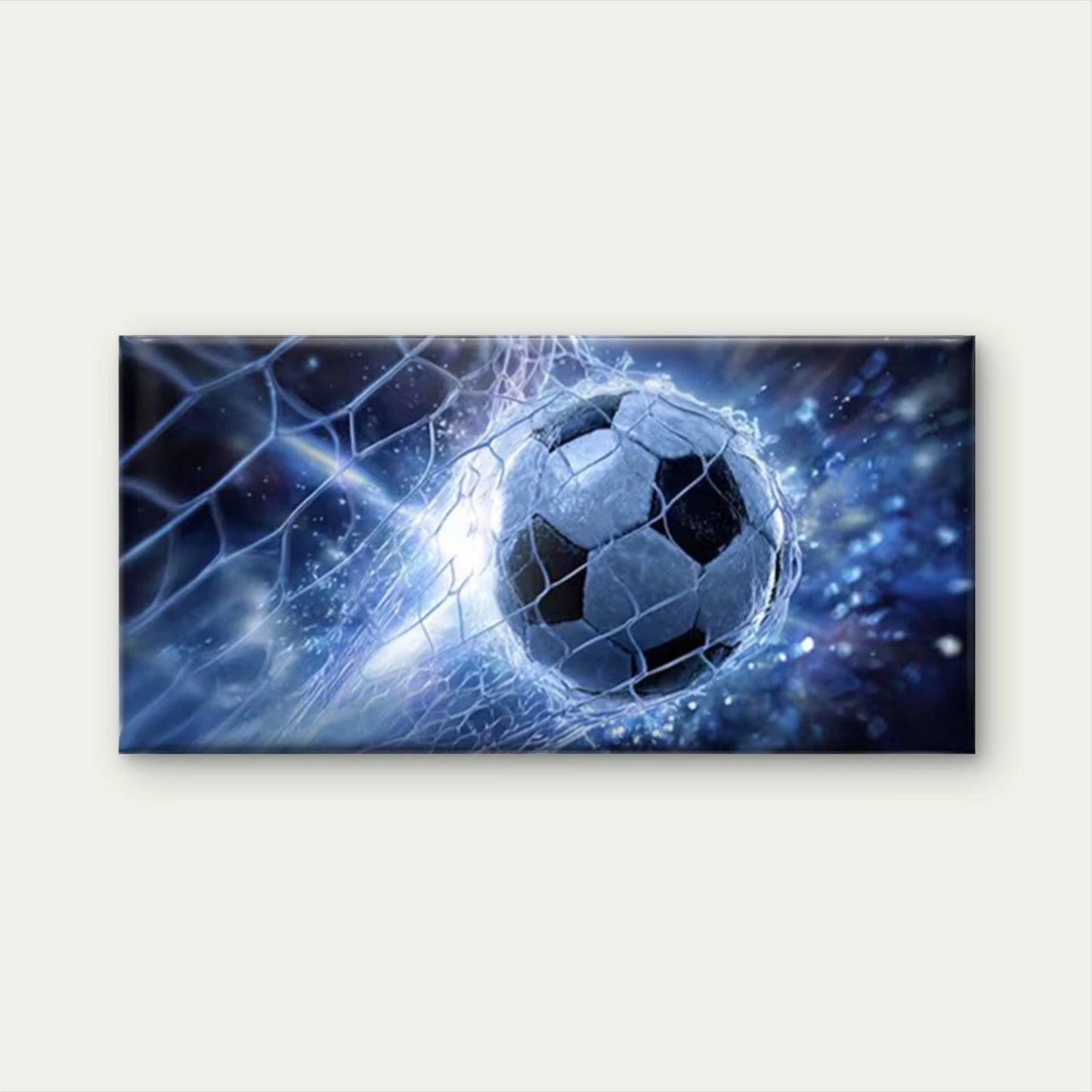 Soccer Ball Painting with Goal Wall Art Canvas Office Home Room Framed 120x60cm
