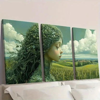 3pcs Topiary Girl Fine Art RT Wall Art Set Canvas Unframed - High Quality Print 100% Australian Made Wall Canvas