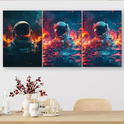 3 PCS Astronaut In Cosmic Elements Wall Art Set Canvas Unframed - High Quality Print 100% Australian Made Wall Canvas - Bella Home Decor