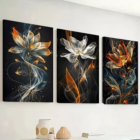3pcs Colorful abstract floral Vibrant Wall Art Canvas Unframed - High Quality Print 100% Australian Made Wall Canvas