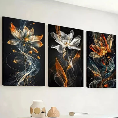 3pcs Colorful abstract floral Vibrant Wall Art Canvas Unframed - High Quality Print 100% Australian Made Wall Canvas