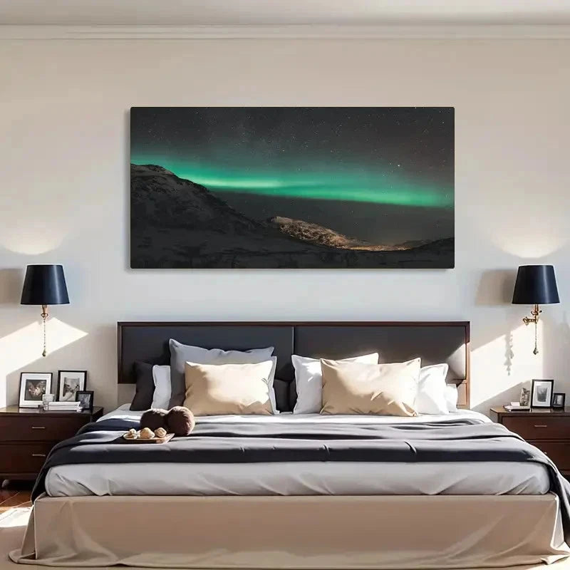 Tromso Northern Lights Over Wall Art Canvas Office Home Room Framed 120x60cm
