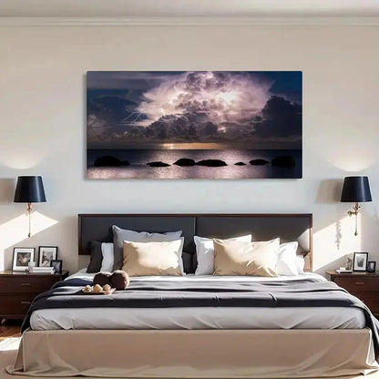 Seaside Storm Clouds Décor Wall Art Canvas Office Home Room Framed 120x60cm - Bella Home Decor