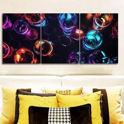 3pcs Featuring Vibrant Neon Lights Wall Art Set Canvas Unframed - High Quality Print 100% Australian Made Wall Canvas