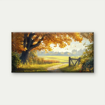 Golden Fall Trees & Countryside Wall Art Canvas Office Home Room Framed 120x60cm