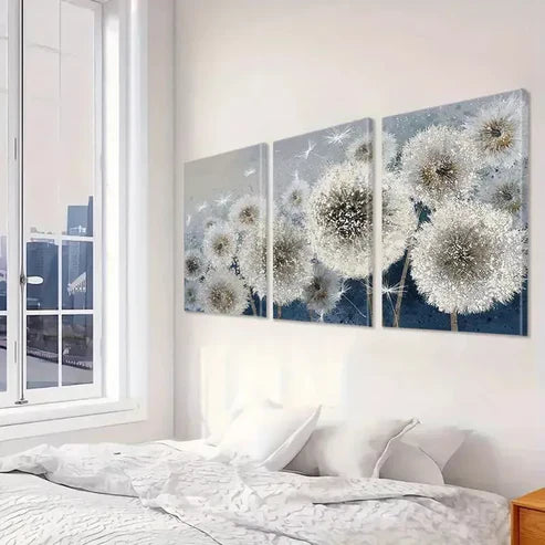 3pcs Dandelion Flower Abstract Floral Wall Art Canvas Unframed - High Quality Print 100% Australian Made Wall Canvas - Bella Home Decor