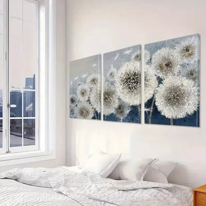 3pcs Dandelion Flower Abstract Floral Wall Art Canvas Unframed - High Quality Print 100% Australian Made Wall Canvas - Bella Home Decor