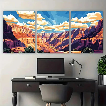 3pcs Grand Canyon National Park Sunlit Cliffs View Metal Print Ready to Hang Art - Bella Home Decor