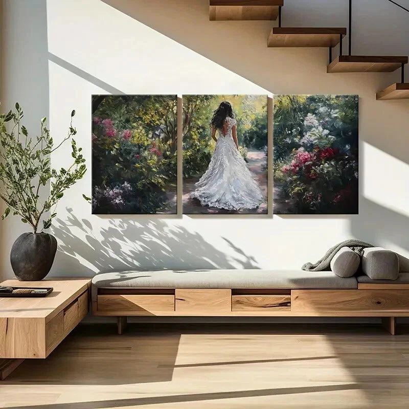 3pcs Bride In Garden Vegetation Floral Metal Print Ready to Hang Art - Bella Home Decor