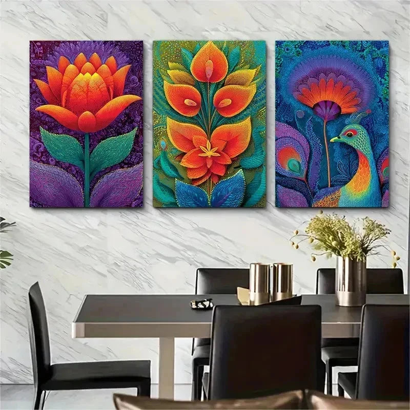 3pcs Travel Flowers Nature Colorful Perfect Wall Art Set Canvas Framed 50x70cm - High Quality Print 100% Australian Made Wall Canvas Ready to Hang