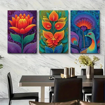 3pcs Travel Flowers Nature Colorful Perfect Wall Art Set Canvas Framed 50x70cm - High Quality Print 100% Australian Made Wall Canvas Ready to Hang