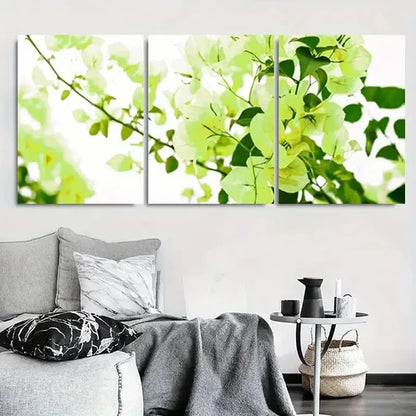3pcs Green Bougainvillea Botanical Wall Art Canvas Unframed - High Quality Print 100% Australian Made Wall Canvas