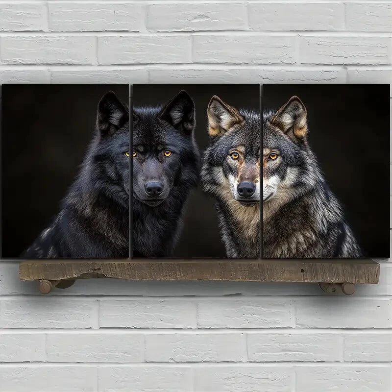 3pcs Wolf Animal Themed Stunning Golden Eyes Metal Print Ready to Hang Art - Bella Home Decor