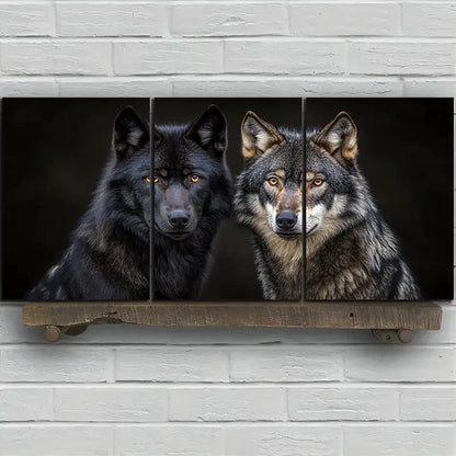 3pcs Wolf Animal Themed Stunning Golden Eyes Metal Print Ready to Hang Art - Bella Home Decor
