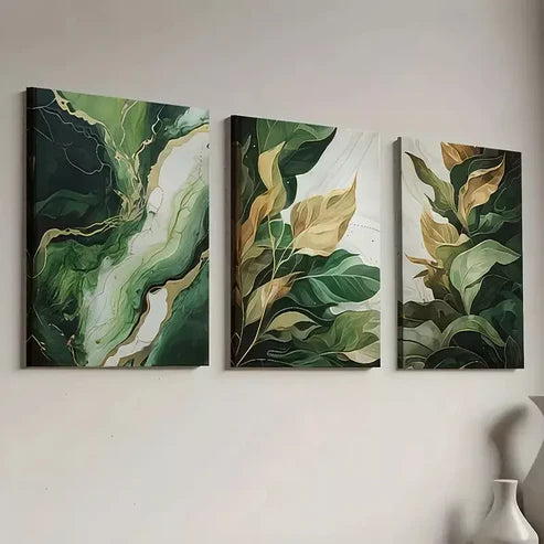 3pcs Modern Fashion Abstract Leaf Nature Wall Art Set Canvas Framed 60x90cm - High Quality Print 100% Australian Made Wall Canvas Ready to Hang