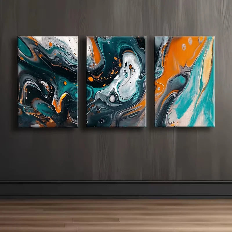 3pcs Clear Stained Glass Leaves Modern Design Wall Art Set Canvas Framed 50x70cm - High Quality Print 100% Australian Made Wall Canvas Ready to Hang - Bella Home Decor