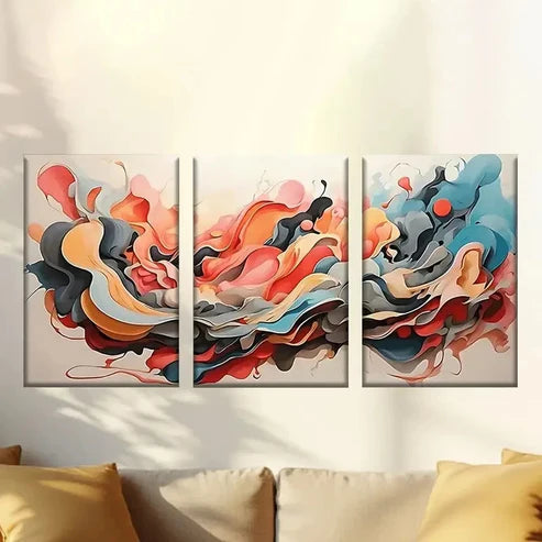 3pcs Painting of a Large, Colorful, Abstract Wall Art Canvas Unframed - High Quality Print 100% Australian Made Wall Canvas