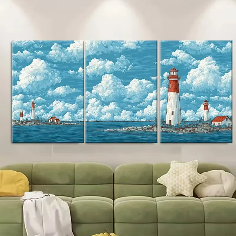 3pcs Lighthouse Set Clipart Bundle Metal Print Ready to Hang Art