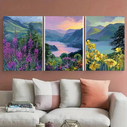 3pcs The Lake District National Park Travel Wall Art Set Canvas Framed 50x70cm - High Quality Print 100% Australian Made Wall Canvas Ready to Hang - Bella Home Decor