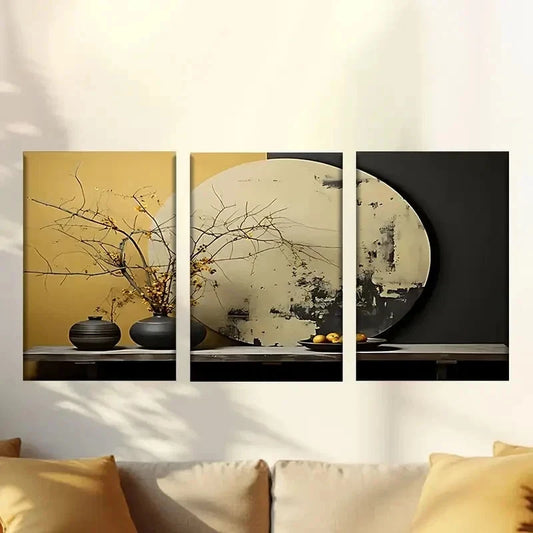 3pcs Abstract Vase & Floral Design Wall Art Set Canvas Framed 60x90cm - High Quality Print 100% Australian Made Wall Canvas Ready to Hang