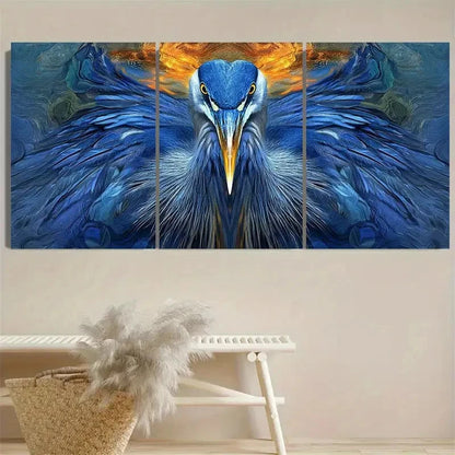 3pcs Blue Heron Kaleidoscopic Wall Art Set Canvas Framed 60x90cm - High Quality Print 100% Australian Made Wall Canvas Ready to Hang - Bella Home Decor