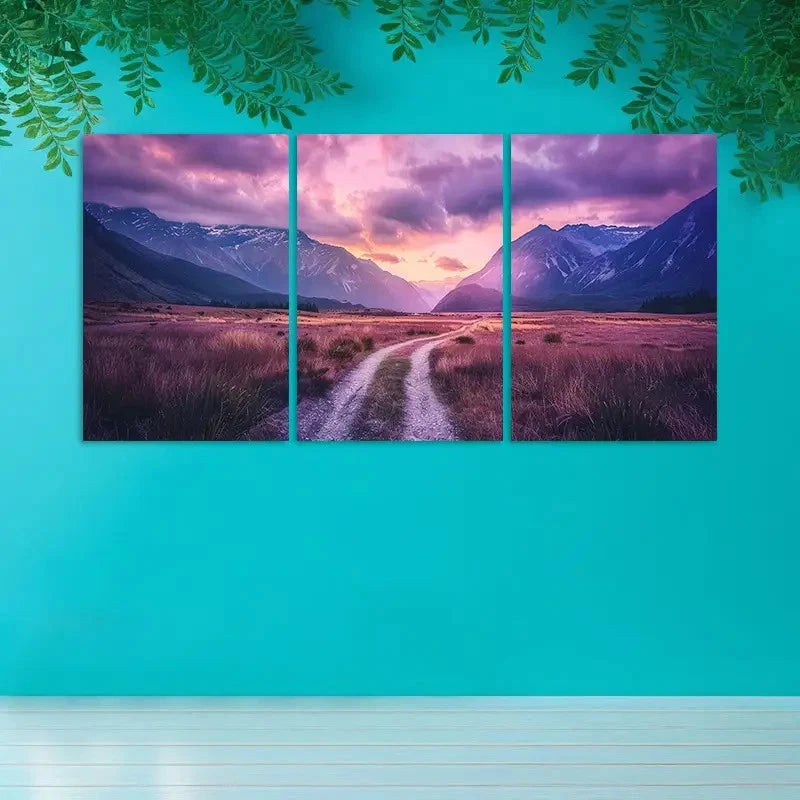 3pcs Winding Road To The Distant Mountains  Wall Art Set Canvas Framed 40x60cm - High Quality Print 100% Australian Made Wall Canvas Ready to Hang