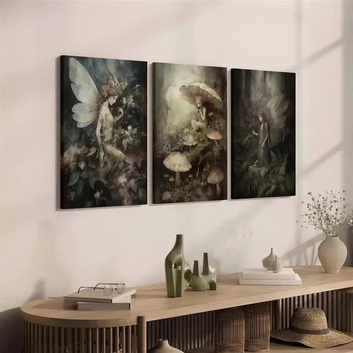 3pcs Magic Forest, Fantasy Style, Plant Fairy Wall Art Canvas Unframed - High Quality Print 100% Australian Made Wall Canvas