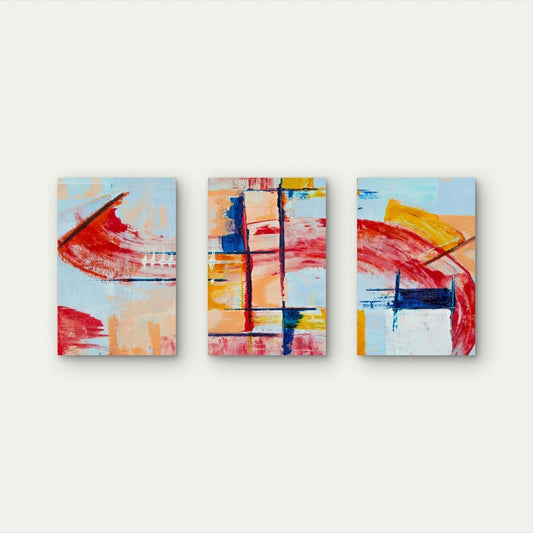 3pcs Modern Abstract Expressionism Brushstrokes Wall Art Set Canvas Framed 40x60cm - High Quality Print 100% Australian Made Wall Canvas Ready to Hang