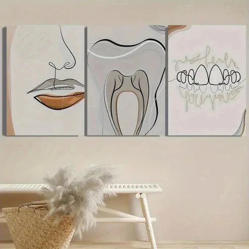 3pcs Simple Braces Line Decoration Wall Art Set Canvas Unframed - High Quality Print 100% Australian Made Wall Canvas