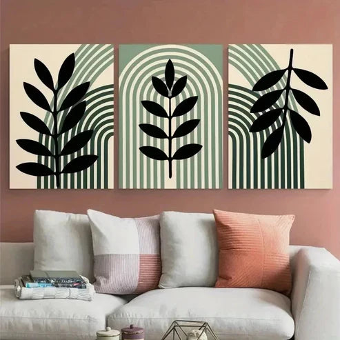3pcs Eucalyptus Leaves Minimalist Style Wall Art Set Canvas Unframed - High Quality Print 100% Australian Made Wall Canvas