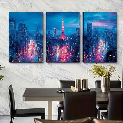 3pcs Abstract Night Landscapes Metal Print Ready to Hang Art - Bella Home Decor