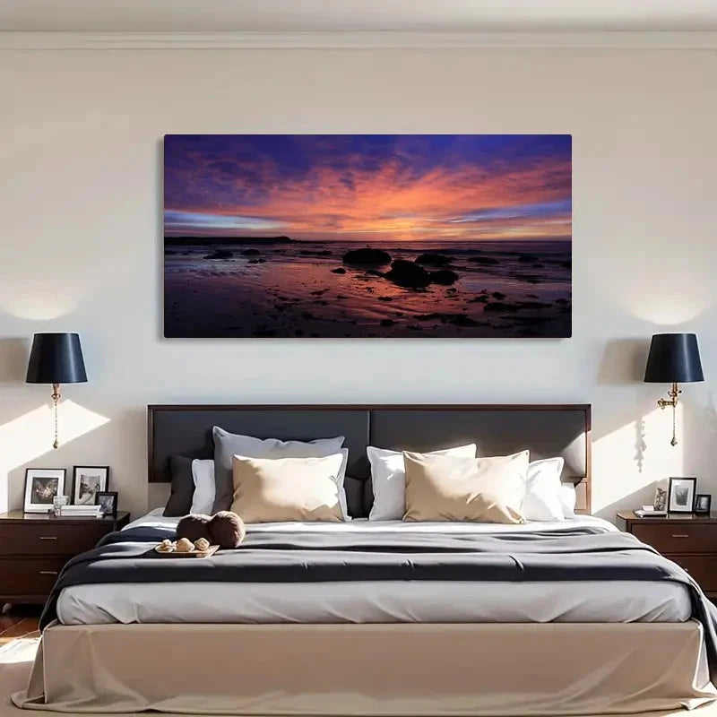 Ocean Sky Landscape Sunrise Wall Art Canvas Office Home Room Framed 120x60cm - Bella Home Decor