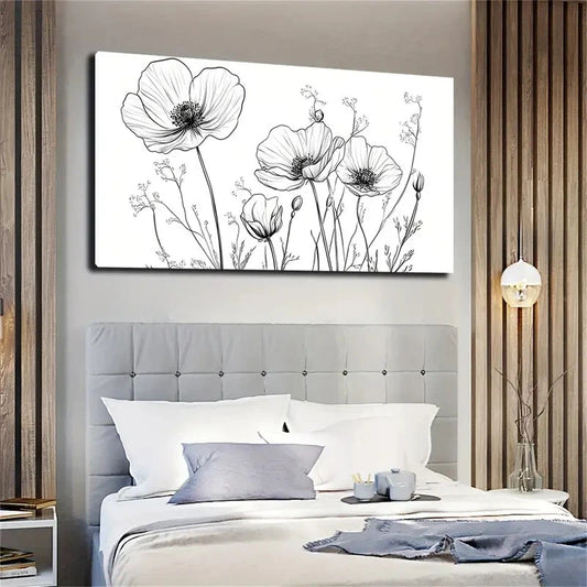 Minimalist Black and White Wall Art canvas office home room framed 120x60cm