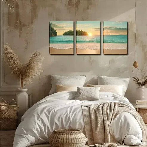 3pcs Stunning Artwork, Romantic, Casual Beach Wall Art Canvas Unframed - High Quality Print 100% Australian Made Wall Canvas