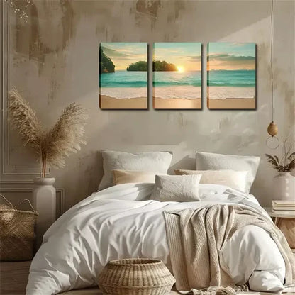 3pcs Stunning Artwork, Romantic, Casual Beach Wall Art Canvas Unframed - High Quality Print 100% Australian Made Wall Canvas