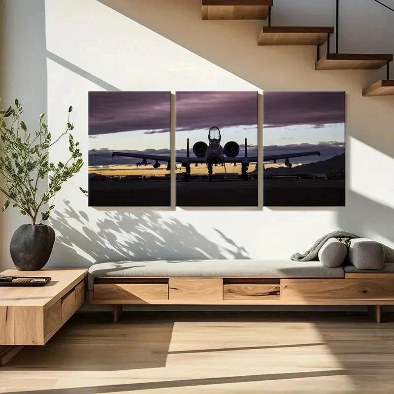3pcs Military Themed Fighter Jets Wall Art Set Canvas Framed 60x90cm - High Quality Print 100% Australian Made Wall Canvas Ready to Hang