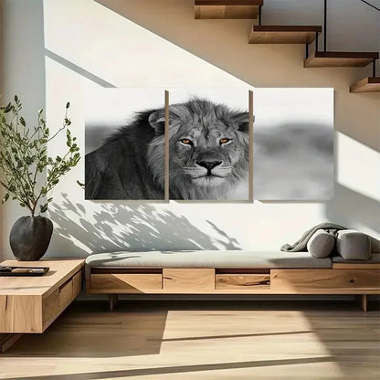 3pcs Black and White with Vibrant Orange Eyes Metal Print Ready to Hang Art - Bella Home Decor