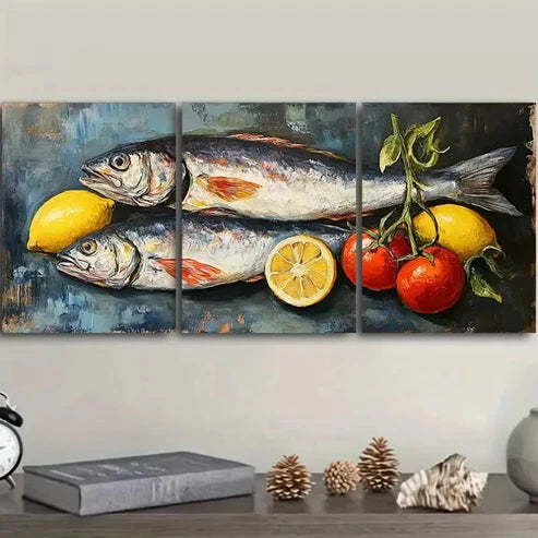 3pcs A Whole Fish on Top Wall Art Set Canvas Unframed – High Quality Print 100% Australian Made Wall Canvas - Bella Home Decor