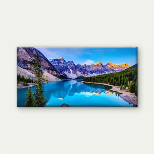 Mountains Lakes Nature Wall Art Canvas Office Home Room Framed 120x60cm