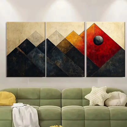 3pcs Marble Pattern Geometric Shape Collage Metal Print Ready to Hang Art