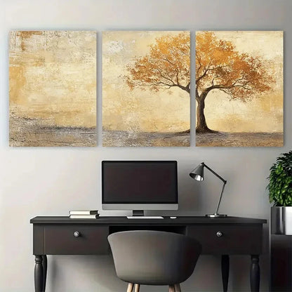 3pcs Textured Tree Nature Inspired Rustic Design Wall Art Set Canvas Framed 50x70cm - High Quality Print 100% Australian Made Wall Canvas Ready to Hang