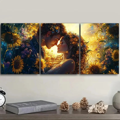 3pcs an adorable couple in love Wall Art Set Canvas Framed 50x70cm - High Quality Print 100% Australian Made Wall Canvas Ready to Hang - Bella Home Decor