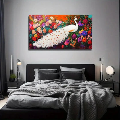 Peacock Suitable Decoration Wall Art Canvas Office Home Room Framed 120x60cm