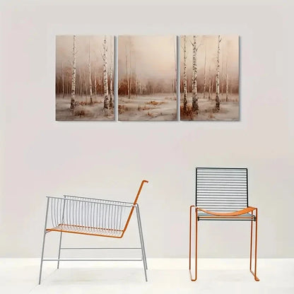 3pcs Autumn Birch Forest Trees Metal Print Ready to Hang Art - Bella Home Decor