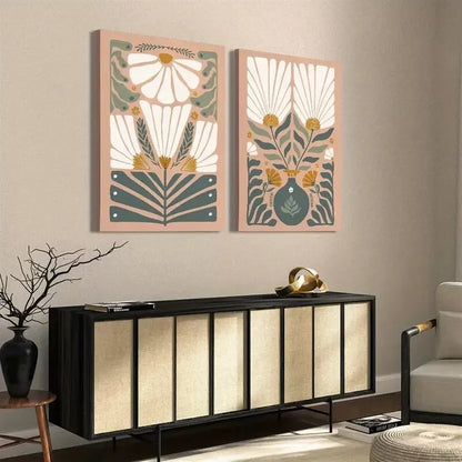 2pcs Modern Abstract Wildflower Canvas Framed 50x75cm - High Quality Print 100% Australian Made Wall Canvas Ready to Hang - Bella Home Decor