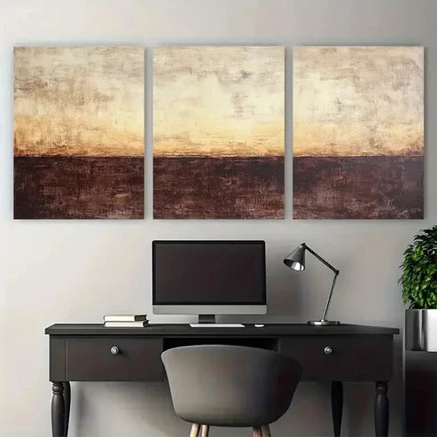 3pcs Modern Abstract Brown Wabi Sabi Minimalist Wall Art Canvas Unframed - High Quality Print 100% Australian Made Wall Canvas