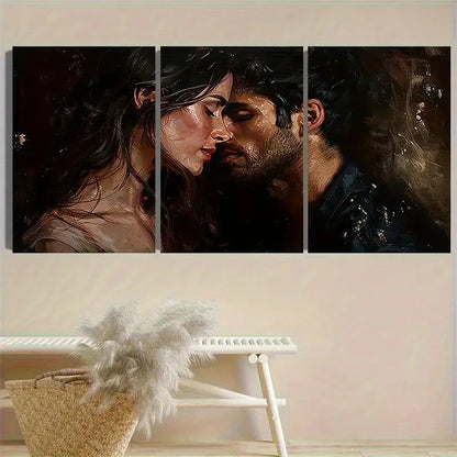 3pcs Featuring an Intimate Kissing Couple Wall Art Set Canvas Framed 50x70cm - High Quality Print 100% Australian Made Wall Canvas Ready to Hang - Bella Home Decor