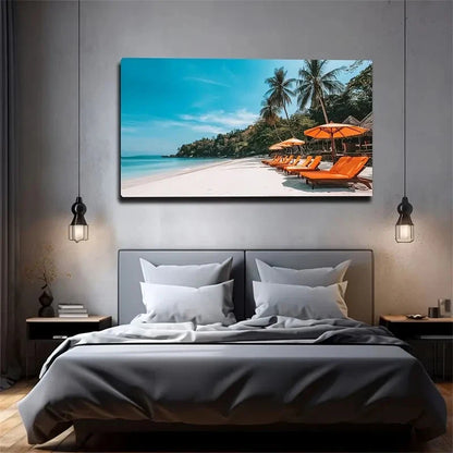 Seaside Holiday Landscape Wall Art Canvas Office Home Room Framed 120x60cm