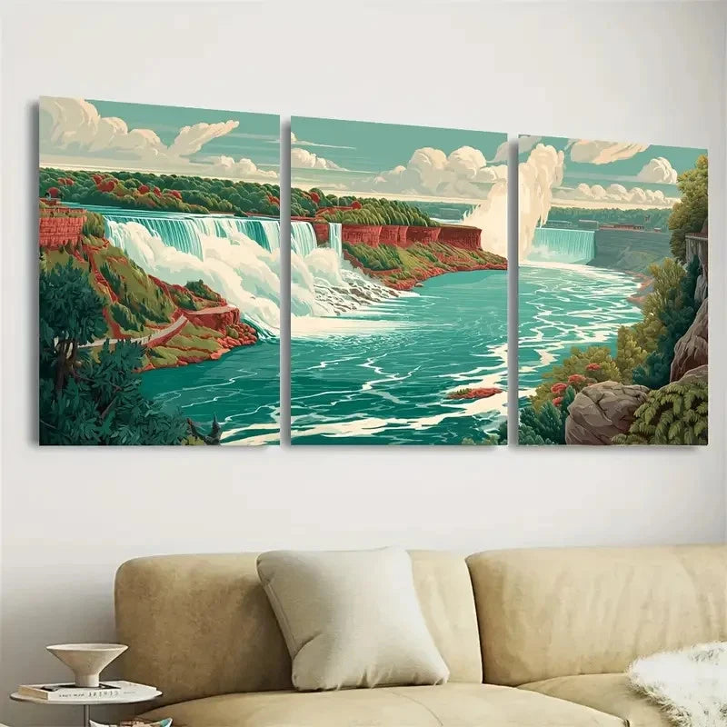 3pcs Waterfalls Keepsake Wall Art Set Canvas Framed 60x90cm - High Quality Print 100% Australian Made Wall Canvas Ready to Hang