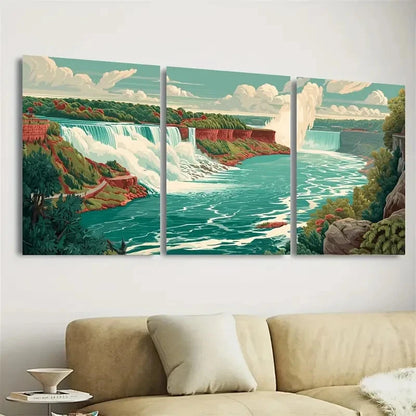 3pcs Waterfalls Keepsake Wall Art Set Canvas Framed 60x90cm - High Quality Print 100% Australian Made Wall Canvas Ready to Hang